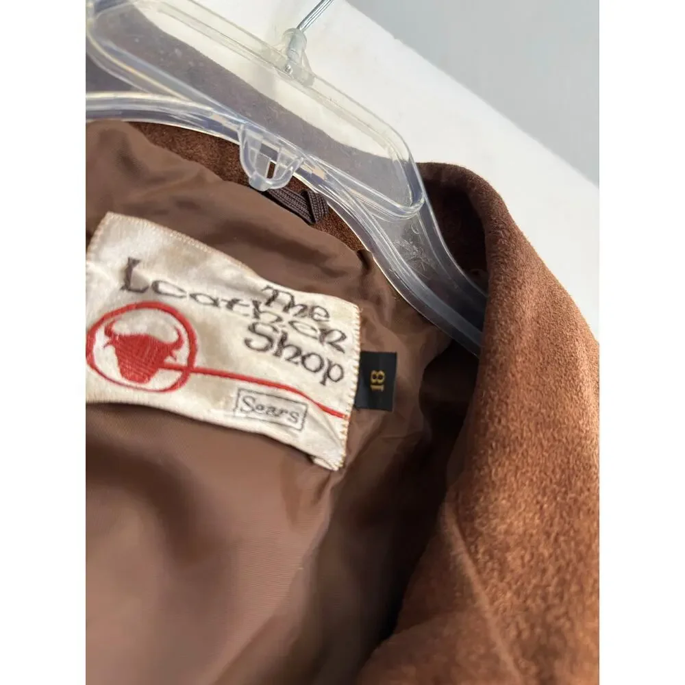 Vintage Brown Suede Leather Fringe The Leather Shop Sears Jacket Sz 18 GS - Picture 4 of 9